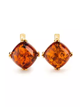 Серьги из ярко-коньячного янтаря «Византия»