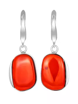 Серьги из сияющего янтаря тёмно-коньячного цвета «Глянец»