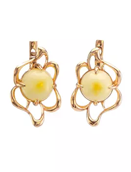 Серьги «Юнона» из натурального молочного янтаря