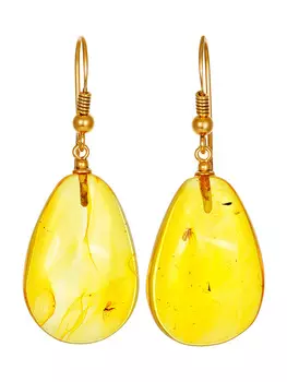 Серьги-капли из натурального балтийского янтаря с инклюзами «Паланга»