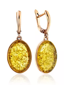 Серьги-подвески «Бенефис» из натурального янтаря лимонного цвета