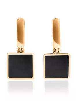 Серьги-подвески квадратной формы из позолоченного серебра и янтаря London