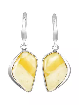 Серьги с живописным молочно-медовым янтарём «Лагуна»