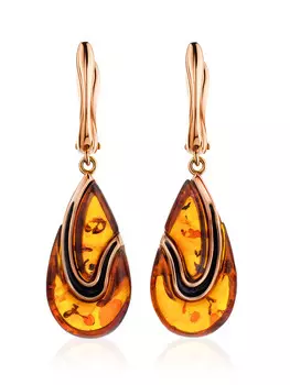Серьги «Санрайз» из коньячного янтаря
