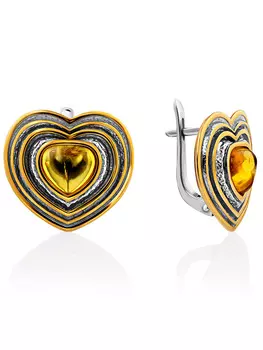 Серьги-сердечки «Колхида» из натурального янтаря