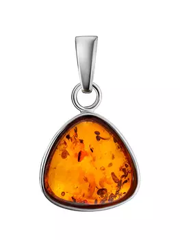 Подвеска с натуральным искрящимся коньячным янтарем треугольной формы «Дельта»