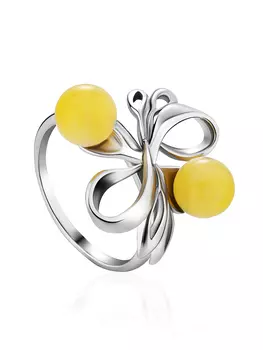 Кольцо «Галатея» с нежно-медовыми янтарными вставками