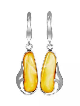 Серебряные серьги с натуральным медовым янтарём «Маньяна»