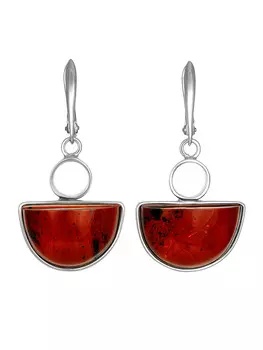 Серьги со вставками из натурального вишнёвого янтаря