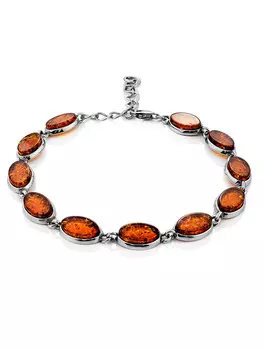 Браслет «Бенефис» с янтарём коньячного цвета