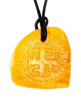 Славянский оберег из натурального цельного янтаря «Ратиборец»