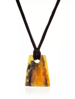 Стильная подвеска из натурального цельного янтаря с необычной текстурой
