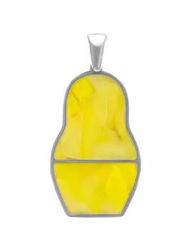 Стильная подвеска из натурального медового янтаря в серебре Matryoshka®