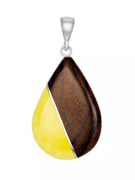 Стильная подвеска из натурального янтаря и дерева «Индонезия»