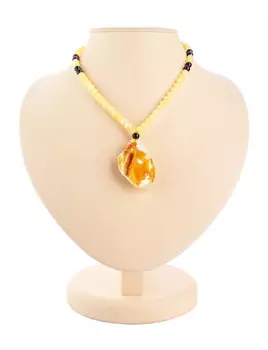 Стильное колье из натурального янтаря медового цвета «Лаура»