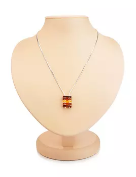 Стильное колье из натурального янтаря тёплых оттенков London