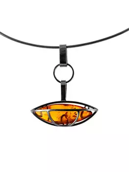 Стильное колье-обруч с подвеской, украшенной янтарём «Канкун»