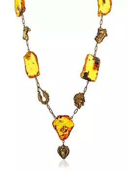 Стильное колье «Пандора» с натуральным янтарём