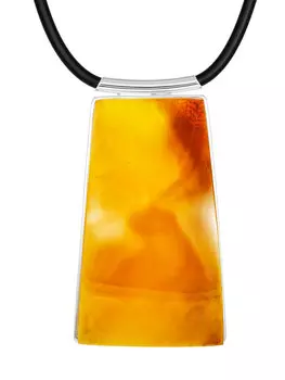 Стильное колье с янтарной подвеской