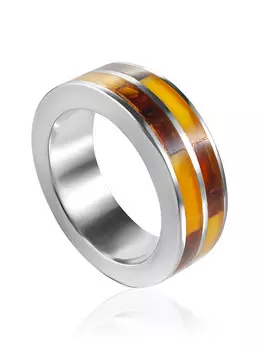 Стильное мозаичное кольцо из натурального балтийского янтаря London