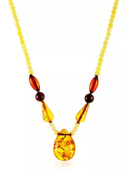 Стильное янтарное колье с подвеской-каплей «Лаура»