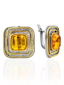 Стильные геометричные серьги «Колхида» из натурального янтаря