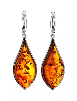 Стильные серьги «Аризона» из ярко-коньячного янтаря