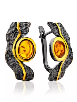 Стильные серьги «Бубинга», украшенные янтарём
