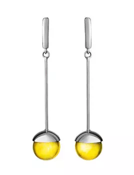 Стильные серьги из натурального лимонного янтаря «Париж»