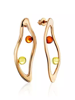 Стильные серьги с янтарём Palazzo от ifamore™