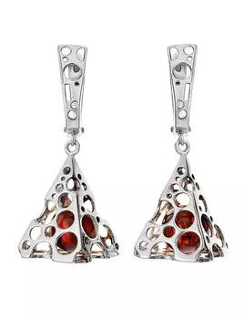 Стильные серьги «Женева» с натуральным балтийским янтарём