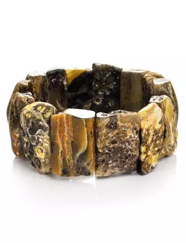 Стильный браслет из цельного янтаря с природной текстурой «Помпеи»