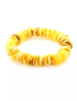 Стильный браслет из натурального балтийского медового янтаря «Шайба глянцевая»