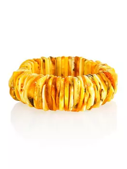 Стильный браслет из натурального балтийского пейзажного янтаря «Мандарин дикий»