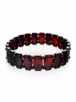 Стильный браслет из натурального балтийского янтаря насыщенного вишнёвого цвета