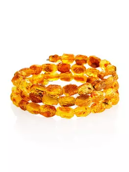 Стильный браслет из натурального нешлифованного янтаря на струне «Кусанка»