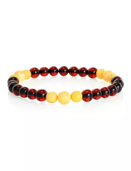 Стильный браслет из натурального янтаря двух цветов «Пекин»