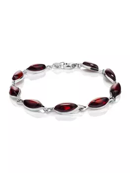 Стильный браслет из натурального балтийского янтаря тёмно-вишнёвого цвета «Амарант»