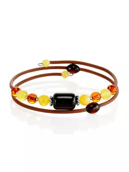 Стильный браслет «Оклахома» с янтарём