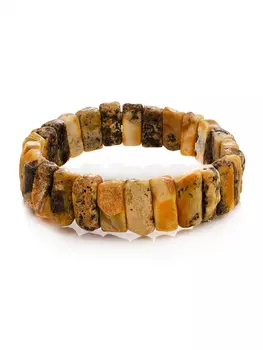 Стильный неширокий браслет из натурального балтийского янтаря «Помпеи»