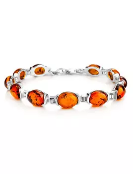 Стильный браслет «Кадриль» с натуральным коньячным янтарём