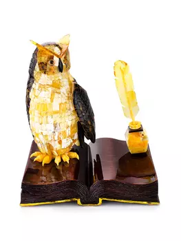 Сувенирная статуэтка «Сова» из янтаря и дерева