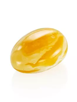 Сувенирный кусочек натурального янтаря с пейзажной текстурой