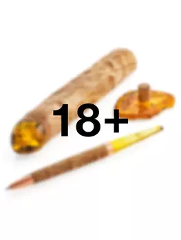 Сувенирный пенал с ручкой из дерева и натурального янтаря 18+