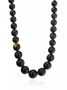 Тёмные бусы из натурального балтийского янтаря «Метеорит»