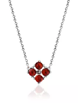 Тонкое лёгкое колье из серебра и натурального янтаря «Суприм»