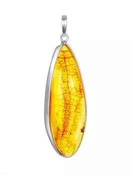 Удлинённая подвеска из натурального янтаря с инклюзом