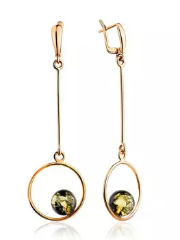 Удлинённые серьги из зелёного янтаря «Юпитер»