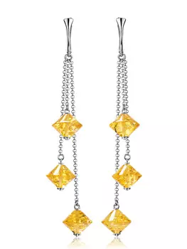 Удлинённые серьги «Юла» из лимонного янтаря