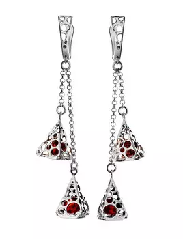 Удлинённые серьги «Женева» с натуральным балтийским янтарём